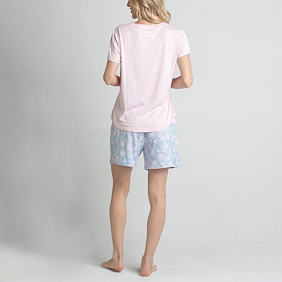 Muk Luks Womens Round Neck Short Sleeve 3-pc. Pajama Set