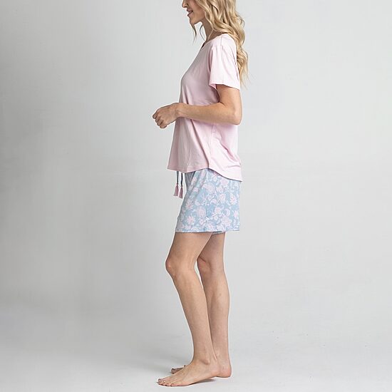 Muk Luks Womens Round Neck Short Sleeve 3-pc. Pajama Set