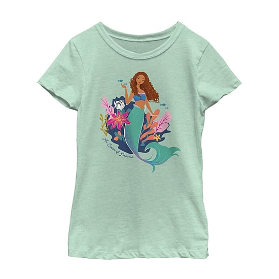 Disney Collection Little & Big Kid Girls Crew Neck Short Sleeve Regular Fit Ariel Princess The Little Mermaid Graphic T-Shirt