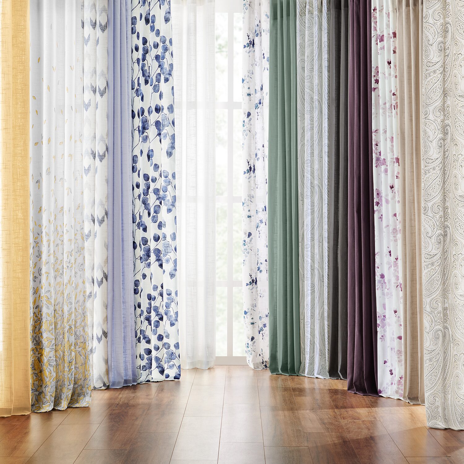 Fieldcrest Arden Solid Cotton Grommet Top Sheer Single Curtain Panel