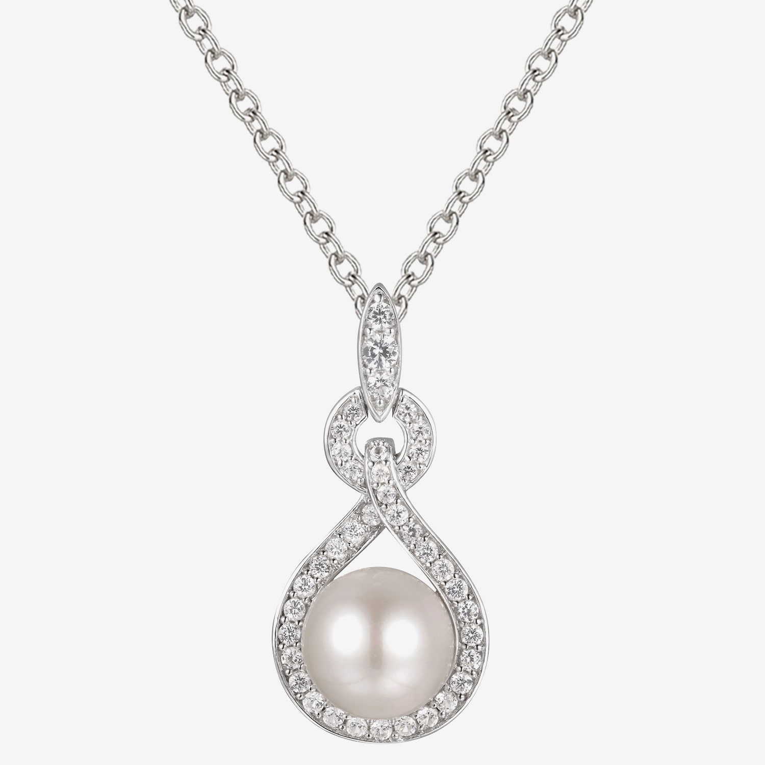 Womens White Cultured Freshwater Pearl Sterling Silver Inch Pendant Necklace