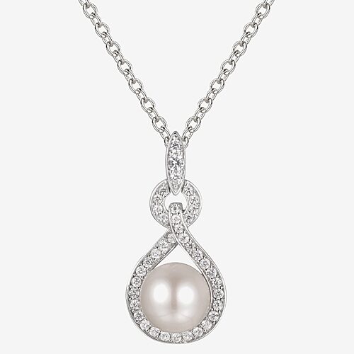 Womens White Cultured Freshwater Pearl Sterling Silver 18 Inch Pendant Necklace, One Size