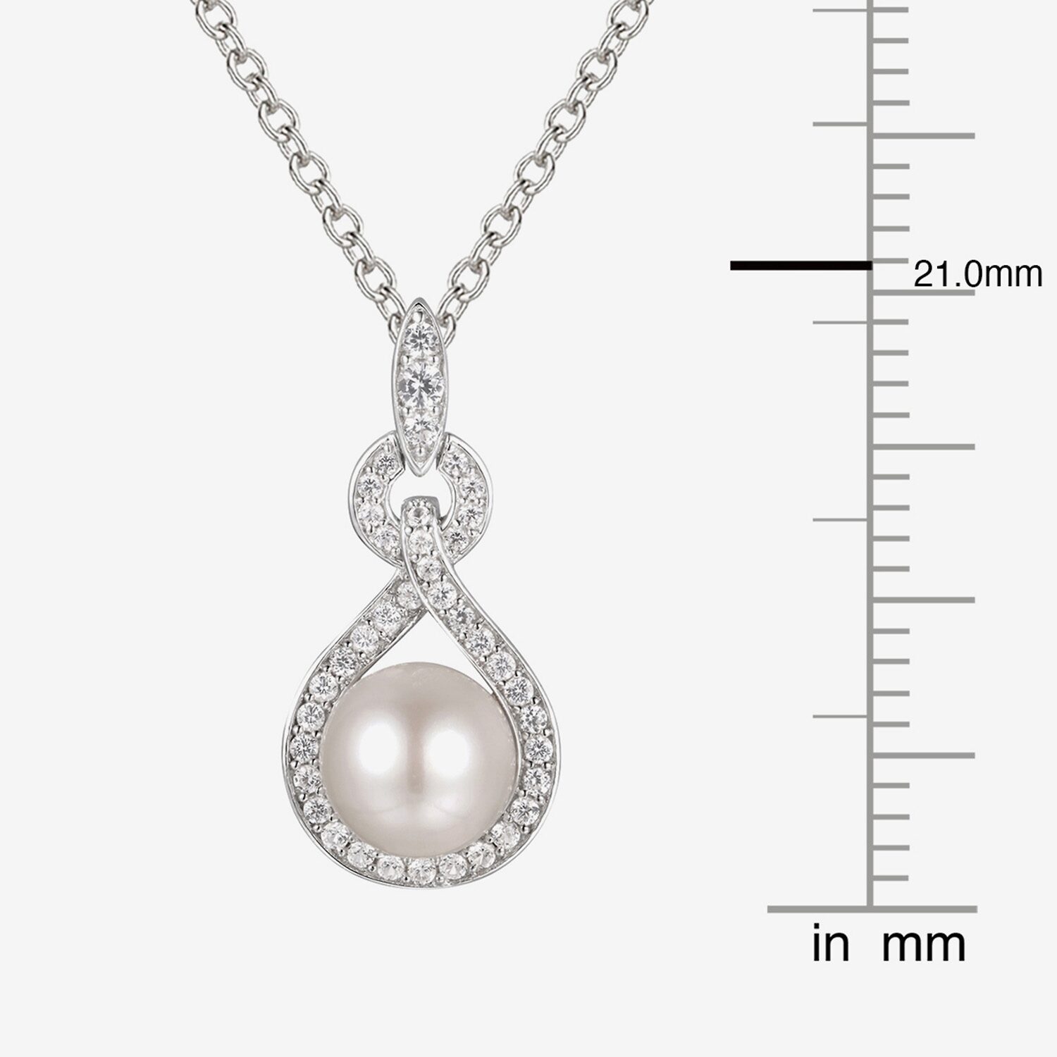 Womens White Cultured Freshwater Pearl Sterling Silver Inch Pendant Necklace