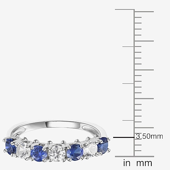 Gemstone & Lab-Created White Sapphire Sterling Silver Band