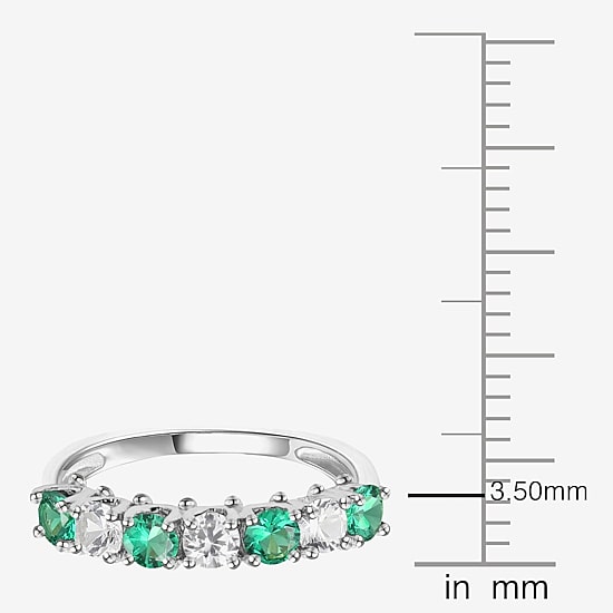 Gemstone & Lab-Created White Sapphire Sterling Silver Band