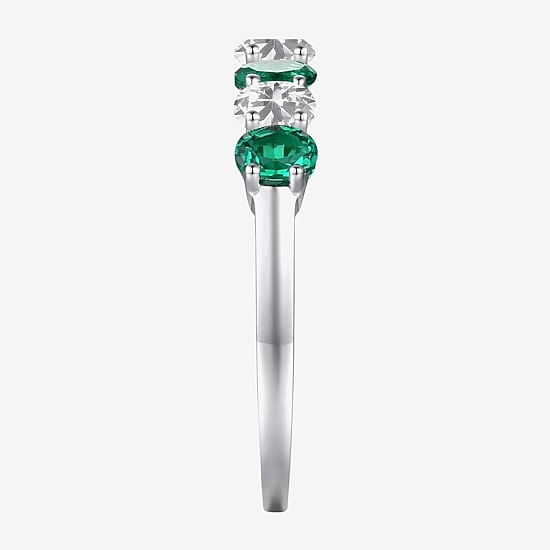 Gemstone & Lab-Created White Sapphire Sterling Silver Band
