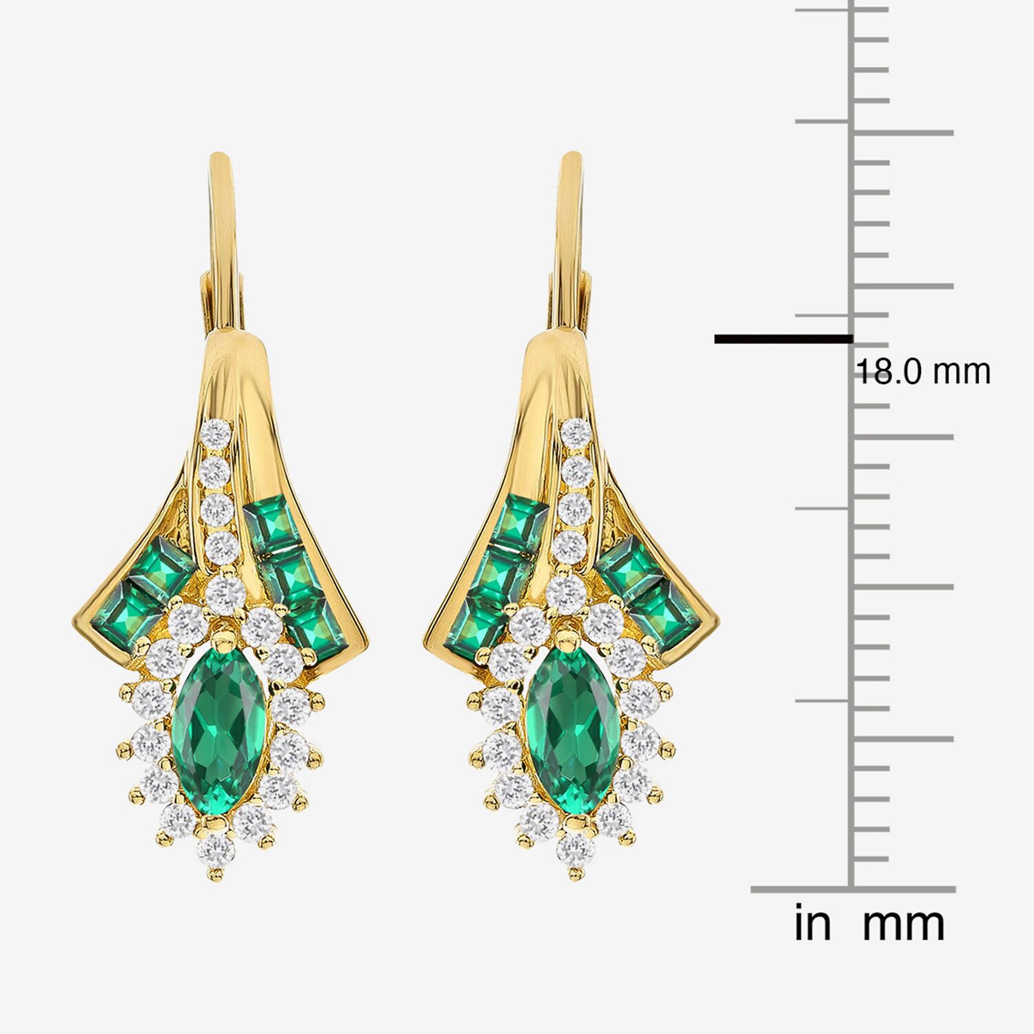 Lab Created Gemstone 14K Gold Over Silver Marquise Drop Earrings
