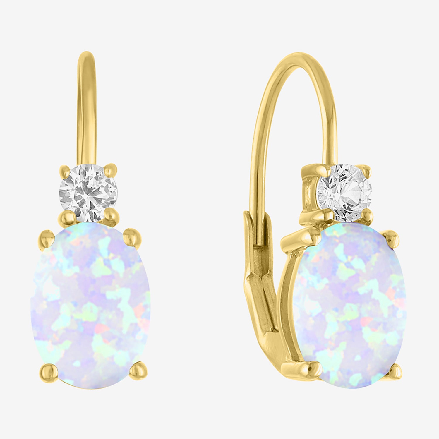 Gemstone 10K Gold Oval Drop Earrings