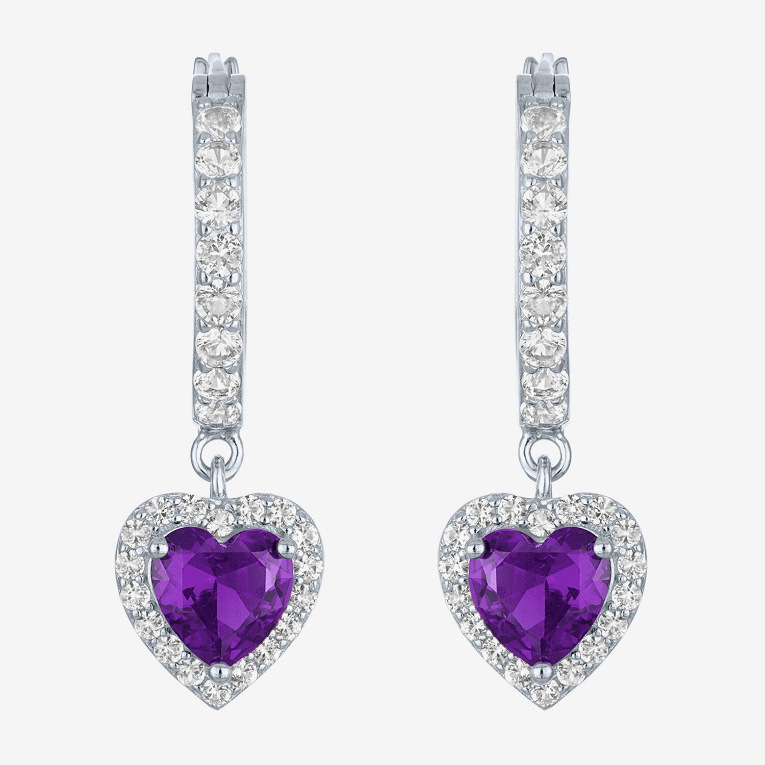 Lab Created Gemstone Sterling Silver Heart Drop Earrings