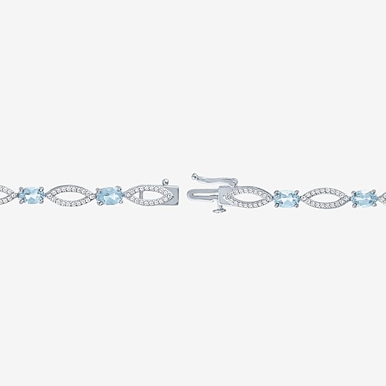 Gemstone Sterling Silver Oval Tennis Bracelet