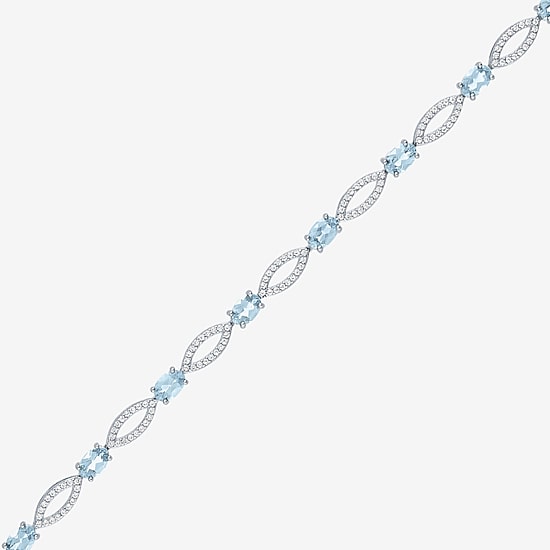 Gemstone Sterling Silver Oval Tennis Bracelet