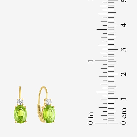 Gemstone 10K Gold Oval Drop Earrings