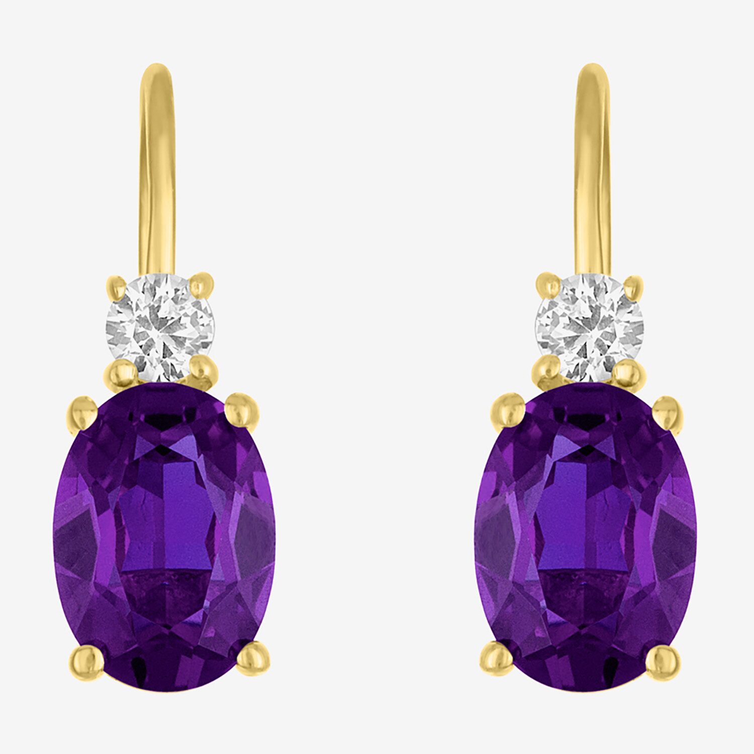 Gemstone 10K Gold Oval Drop Earrings
