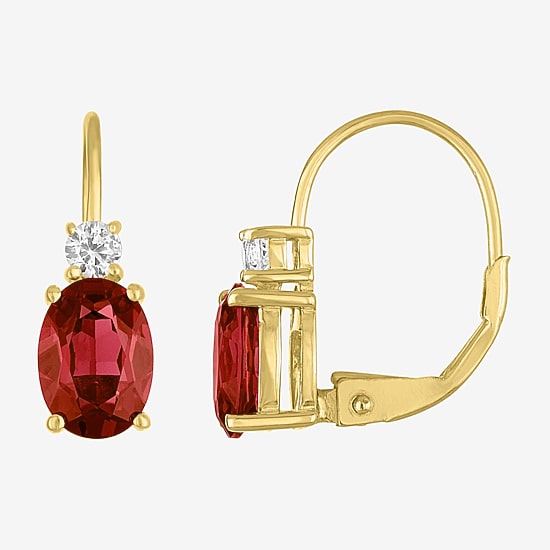 Gemstone 10K Gold Oval Drop Earrings