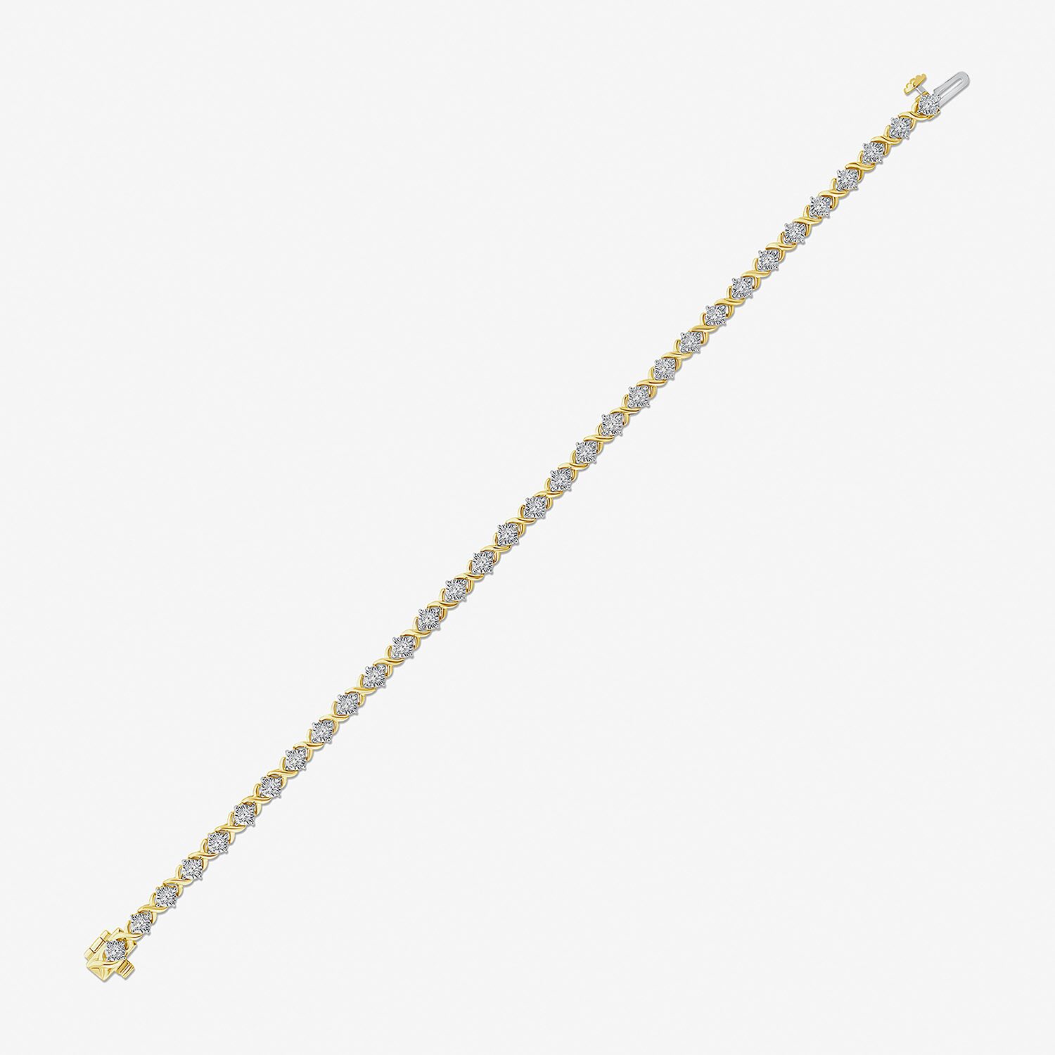 (I1/ I) Womens 1 CT. T.W. Lab Grown White Diamond 10K Gold 7.25 Inch Tennis Bracelet
