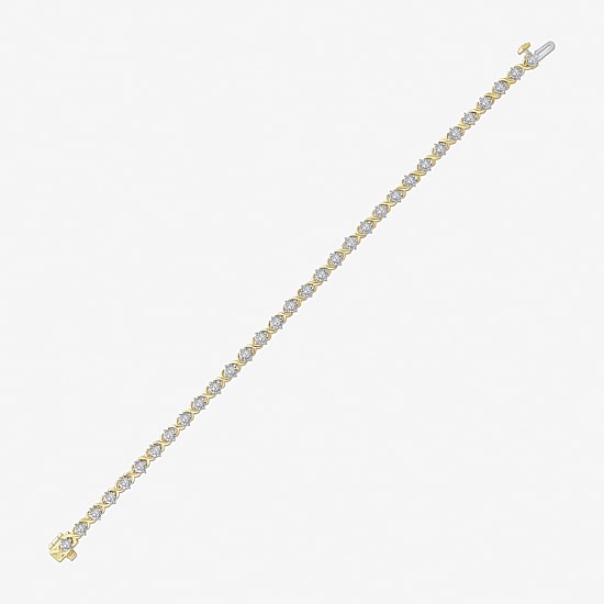 (I1/ I) Womens 1 CT. T.W. Lab Grown White Diamond 10K Gold 7.25 Inch Tennis Bracelet