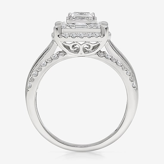 (I / I1) Womens 1 CT. T.W. Lab Grown White Diamond 10K Gold Side Stone Engagement Ring