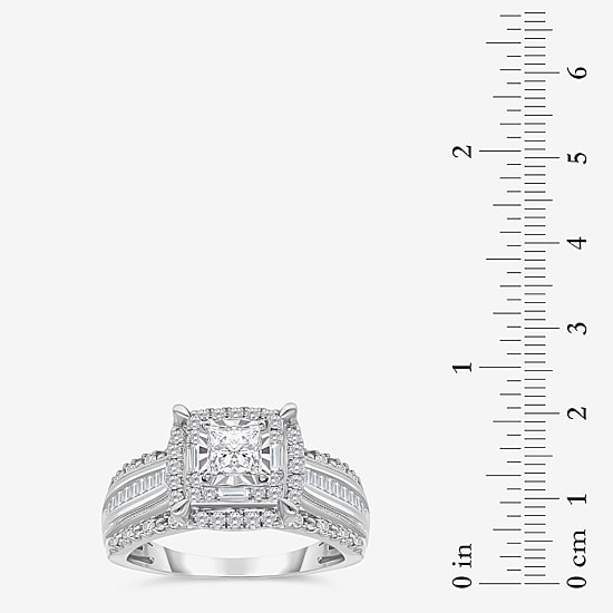 (I / I1) Womens 1 CT. T.W. Lab Grown White Diamond 10K Gold Side Stone Engagement Ring