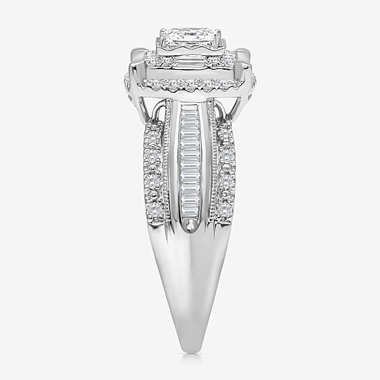 (I / I1) Womens 1 CT. T.W. Lab Grown White Diamond 10K Gold Side Stone Engagement Ring