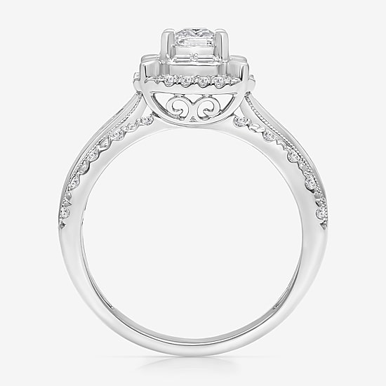 (I / I1) Womens 1 CT. T.W. Lab Grown White Diamond 10K Gold Side Stone Engagement Ring