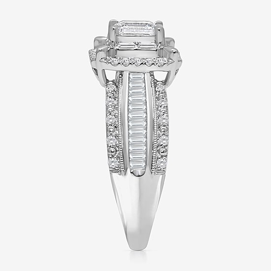 (I / I1) Womens 1 CT. T.W. Lab Grown White Diamond 10K Gold Side Stone Engagement Ring