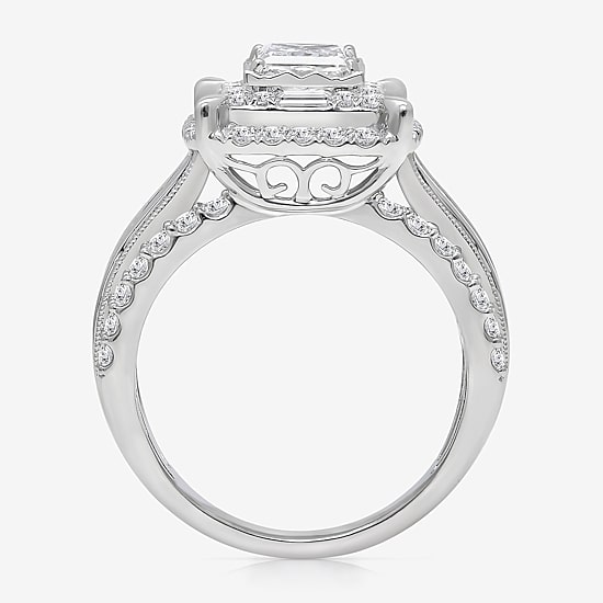 (I / I1) Womens 2 CT. T.W. Lab Grown White Diamond 10K Gold Side Stone Engagement Ring