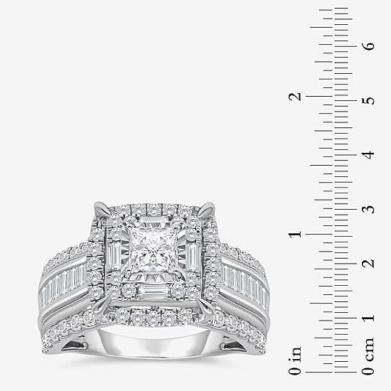 (I / I1) Womens 2 CT. T.W. Lab Grown White Diamond 10K Gold Side Stone Engagement Ring
