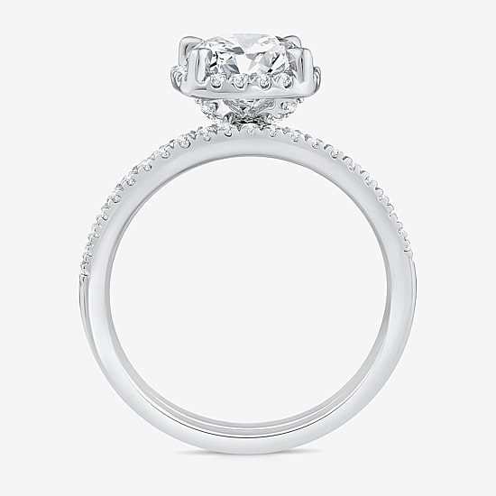 Signature By Modern Bride Womens 2 CT. T.W. Lab Grown White Diamond 10K White Gold Round Side Stone Halo Bridal Set