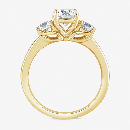 Love Lives Forever (G / Si1-Si2) Womens 2 CT. T.W. Lab Grown White Diamond 10K Gold Round Side Stone 3-Stone Engagement Ring
