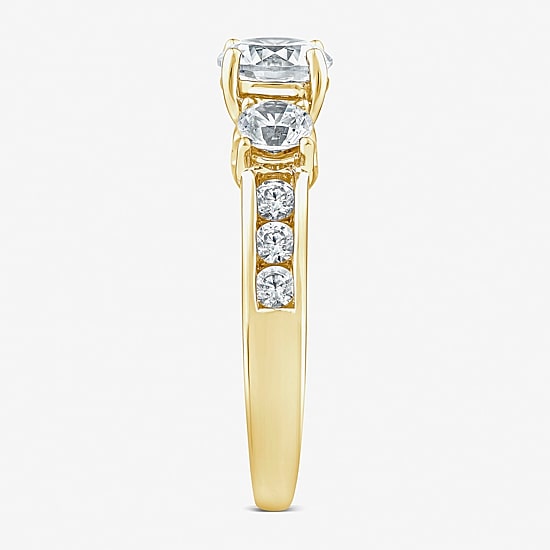 Love Lives Forever (G / Si1-Si2) Womens 2 CT. T.W. Lab Grown White Diamond 10K Gold Round Side Stone 3-Stone Engagement Ring