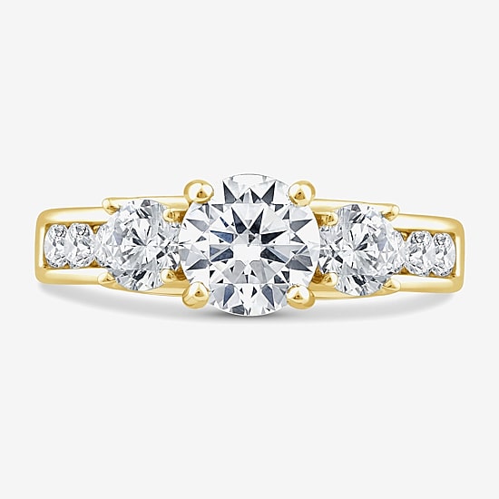 Love Lives Forever (G / Si1-Si2) Womens 2 CT. T.W. Lab Grown White Diamond 10K Gold Round Side Stone 3-Stone Engagement Ring