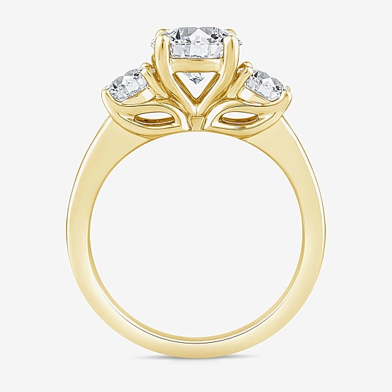 Love Lives Forever (G / Si1-Si2) Womens 3 CT. T.W. Lab Grown White Diamond 10K Gold Round Side Stone 3-Stone Engagement Ring