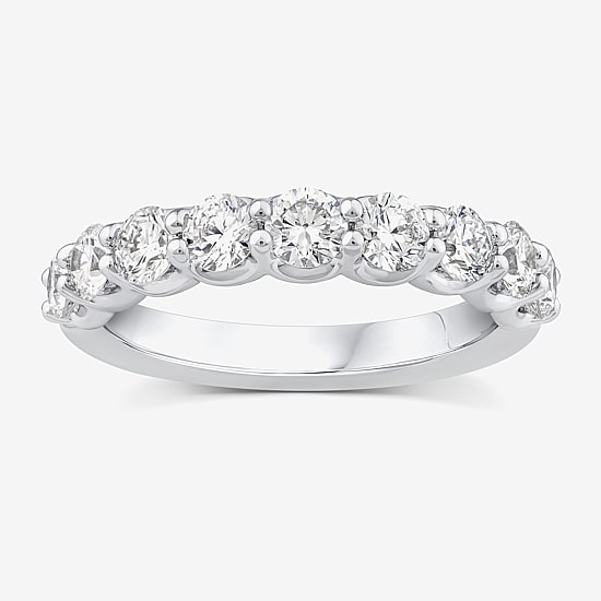 (G / Si1-Si2) Womens 5MM 1 1/2 CT. T.W. Lab Grown White Diamond 10K Gold Anniversary Wedding Band