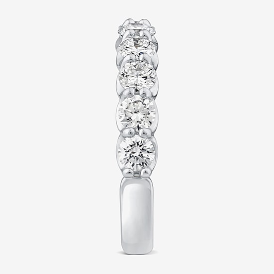 (G / Si1-Si2) Womens 5MM 1 1/2 CT. T.W. Lab Grown White Diamond 10K Gold Anniversary Wedding Band