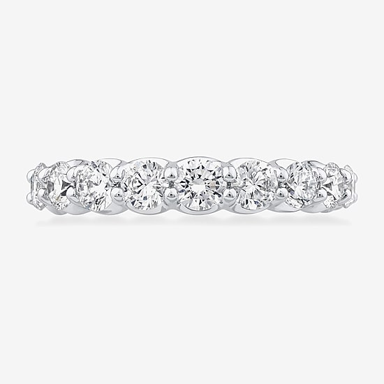(G / Si1-Si2) Womens 5MM 1 1/2 CT. T.W. Lab Grown White Diamond 10K Gold Anniversary Wedding Band