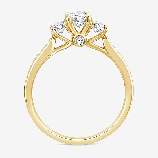 Love Lives Forever Lab Grown - Love Lives Forever (G / Si1-Si2) Womens 1 CT. T.W. Lab Grown White Diamond 10K Gold Oval Round Side Stone 3-Stone Engagement Ring