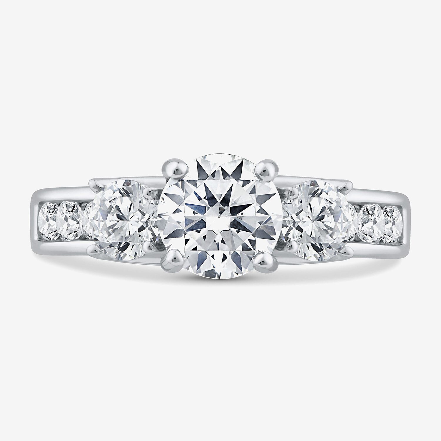 Love Lives Forever (G / Si1-Si2) Womens 2 CT. T.W. Lab Grown White Diamond 10K Gold Round Side Stone 3-Stone Engagement Ring
