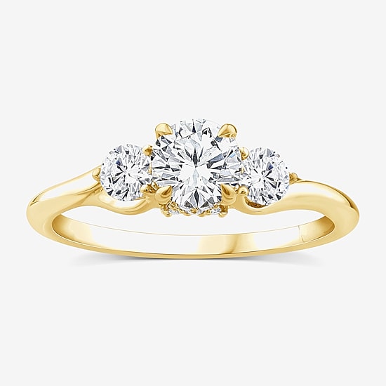 Love Lives Forever (F / Vs2 ) Womens 1 CT. T.W. Lab Grown White Diamond 10K Gold Round 3-Stone Engagement Ring