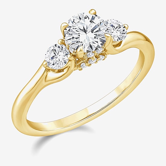 Love Lives Forever (F / Vs2 ) Womens 1 CT. T.W. Lab Grown White Diamond 10K Gold Round 3-Stone Engagement Ring