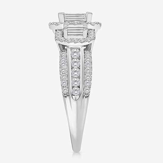 Love Lives Forever (I / I1) Womens 1 CT. T.W. Lab Grown White Diamond 10K Gold Side Stone 3-Stone Engagement Ring