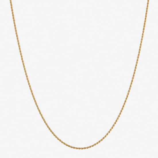 Made in Italy Womens 24K Gold Over Silver 16 Inch Rope Chain Necklace