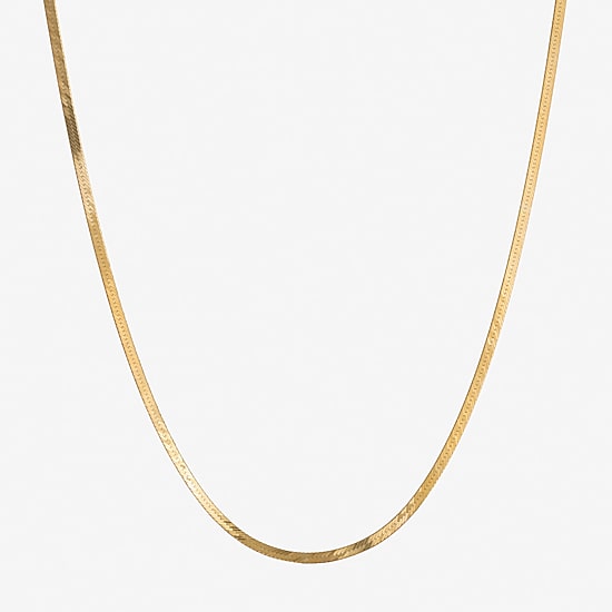 Made in Italy Womens 24K Gold Over Silver 20 Inch Herringbone Chain Necklace