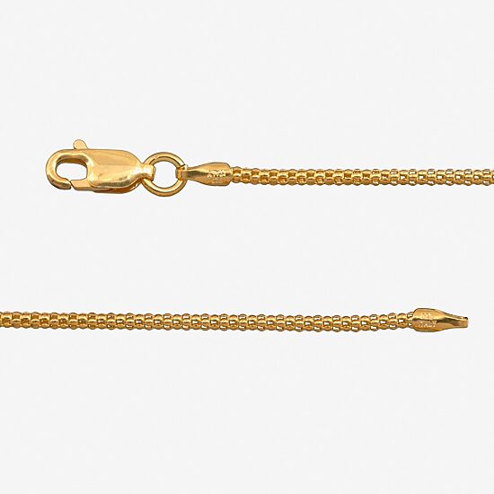 Made in Italy Womens 24K Gold Over Silver 24 Inch Popcorn Chain Necklace
