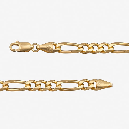 Made in Italy Mens 24K Gold Over Silver 24 Inch Figaro Chain Necklace