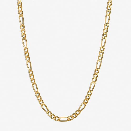 Made in Italy Mens 24K Gold Over Silver 24 Inch Figaro Chain Necklace