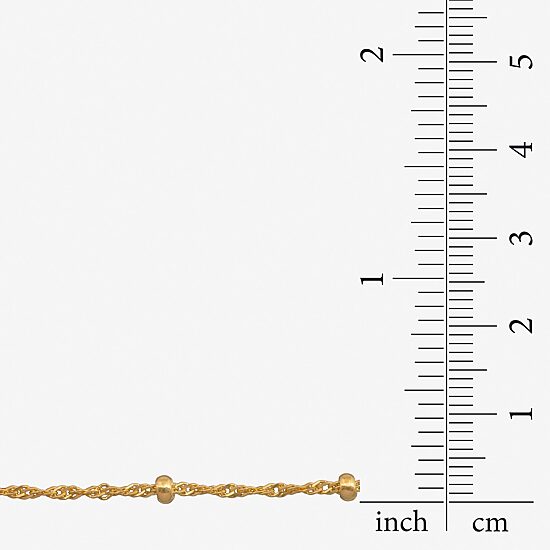 Womens 24K Gold Over Silver 9 Inch Solid Singapore Ankle Bracelet
