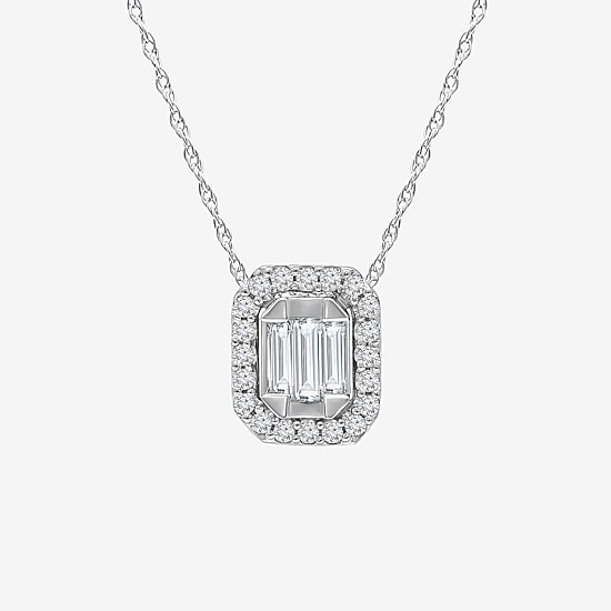 (I1/ I ) Womens 1/3 CT. T.W. Lab Grown White Diamond Sterling Silver 18 Inch Pendant Necklace