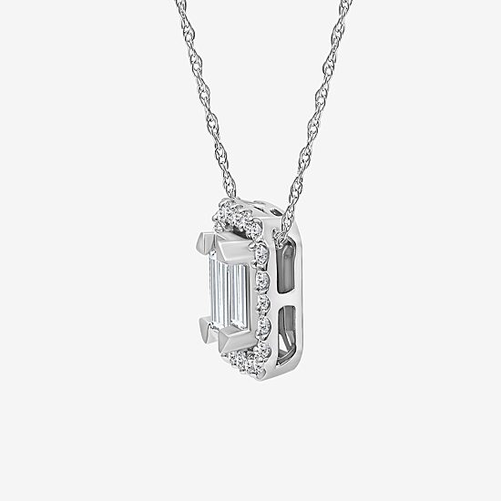 (I1/ I ) Womens 1/3 CT. T.W. Lab Grown White Diamond Sterling Silver 18 Inch Pendant Necklace