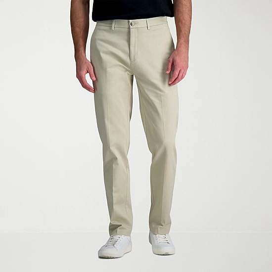 Haggar Wrinkle Free Performance Khaki Mens Comfort Waistband Straight Fit Flat Front Pant