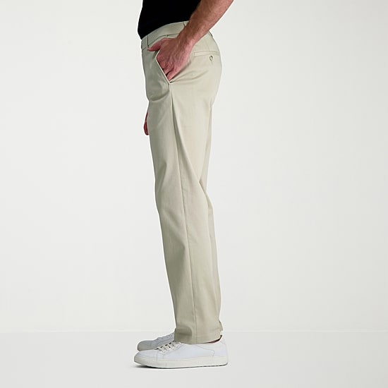 Haggar Wrinkle Free Performance Khaki Mens Comfort Waistband Straight Fit Flat Front Pant